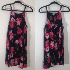 Umgee Black Sleeveless Strappy Floral Dress Size M